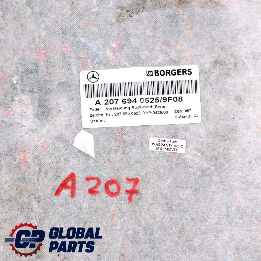 W207 Cabrio A207 Panneau d'insonorisation du coffre arrière pour Mercedes à propos du numéro de pièce A2076940525 Mercedes W207 Cabrio A207 Panneau d'insonorisation du coffre arrière - SKU A2076940525 - Numéro de pièce A2076940525