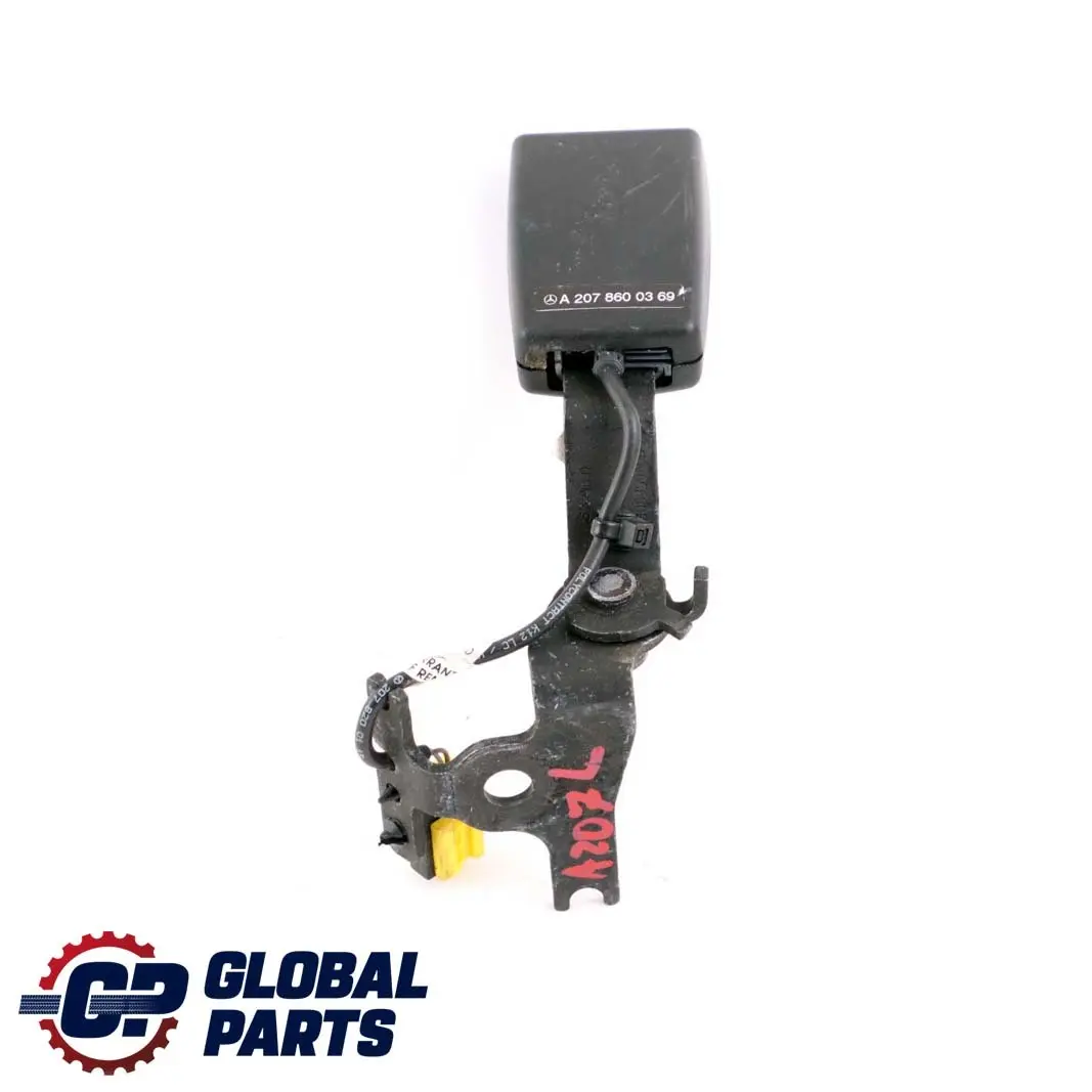 Left N/S Seat Belt Buckle Tensioner to Mercedes A207 Rear with Part number A2078600369 Mercedes A207 Rear Left N/S Seat Belt Buckle Tensioner - SKU A2078600369 - Part number A2078600369