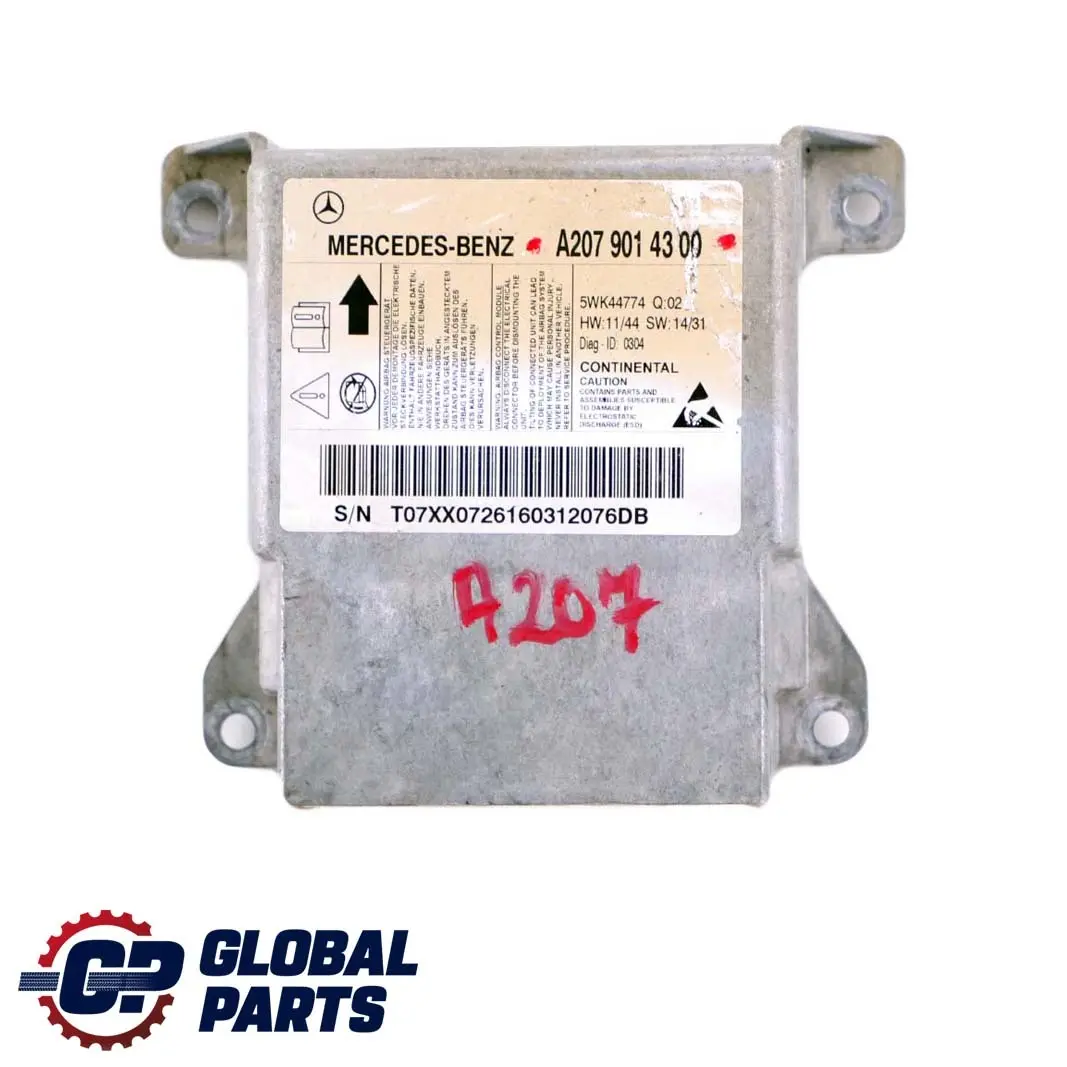 Mercedes A207 W207 Cabrio Airbag System Steuergerät Modul - SKU A2079014300 - Teilenummer A2079014300