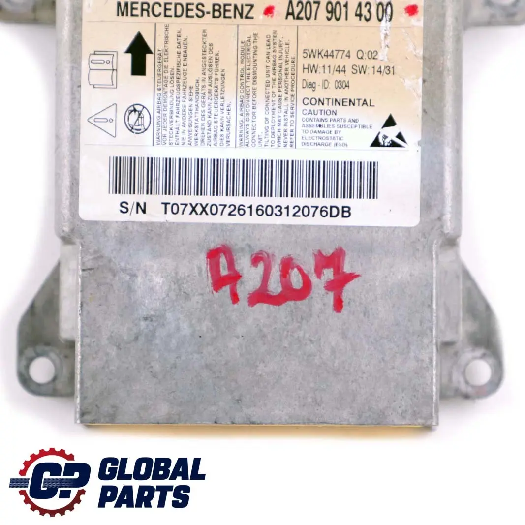 Mercedes A207 W207 Cabrio Airbag System Steuergerät Modul - SKU A2079014300 - Teilenummer A2079014300