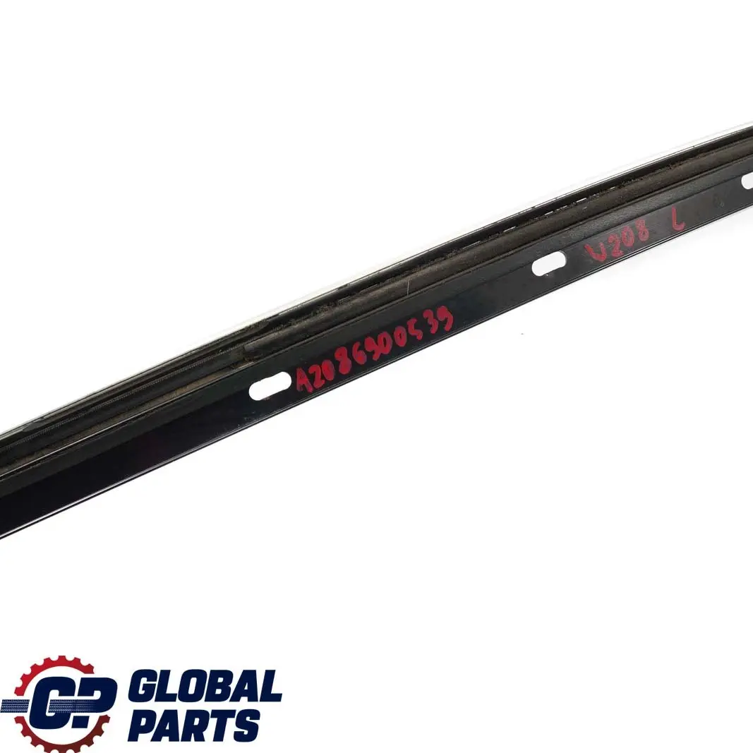 Mercedes-Benz CLK-Class W208 C208 Front Left Door N/S Window Frame Chrome Strip to with Part number A2086900539 Mercedes-Benz CLK-Class W208 C208 Front Left Door N/S Window Frame Chrome Strip - SKU A2086900539 - Part number A2086900539