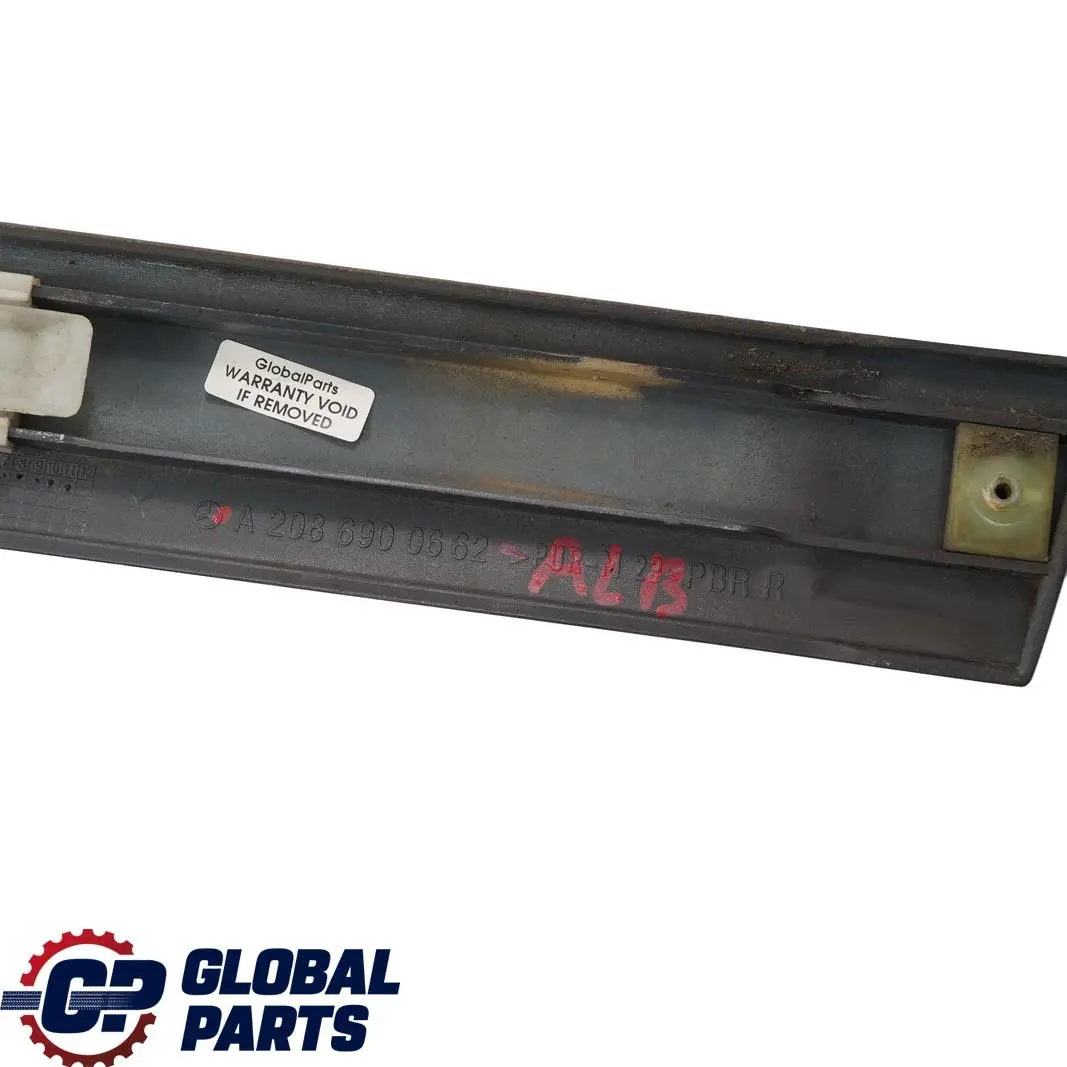 Mercedes-Benz C208 W208 Front Right O/S Door Trim Molding Strip Almandine Black to with Part number A2086900662 Mercedes-Benz C208 W208 Front Right O/S Door Trim Molding Strip Almandine Black - SKU A2086900662-ALB - Part number A2086900662