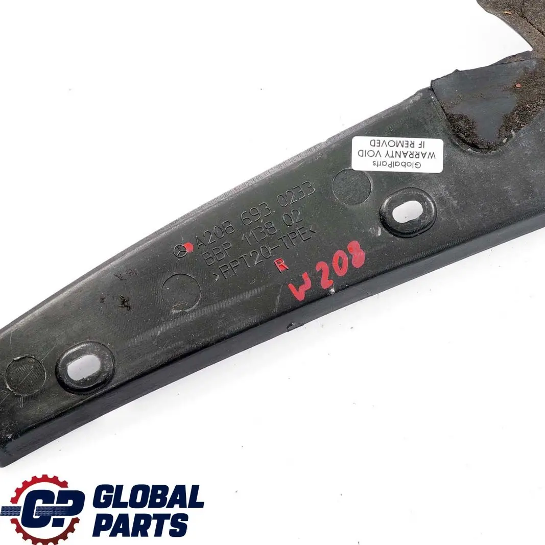 W208 Trasera Derecha Recorte Panel Tapa Maletero para Mercedes CLK C208 con número de pieza A2086930233 Mercedes CLK C208 W208 Trasera Derecha Recorte Panel Tapa Maletero - SKU A2086930233 - Número de pieza A2086930233