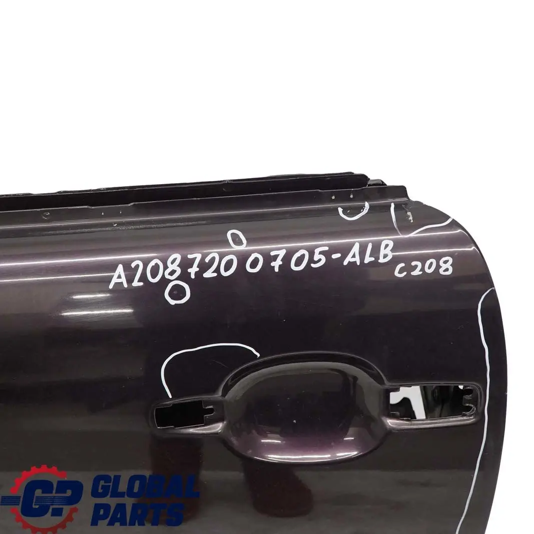 Mercedes-Benz CLK W208 Door Front Left N/S Almandine Black Metallic - 182 to  with Part number A2087200705  Mercedes-Benz CLK W208 Door Front Left N/S Almandine Black Metallic - 182 - SKU A2087200705-ALB - Part number A2087200705