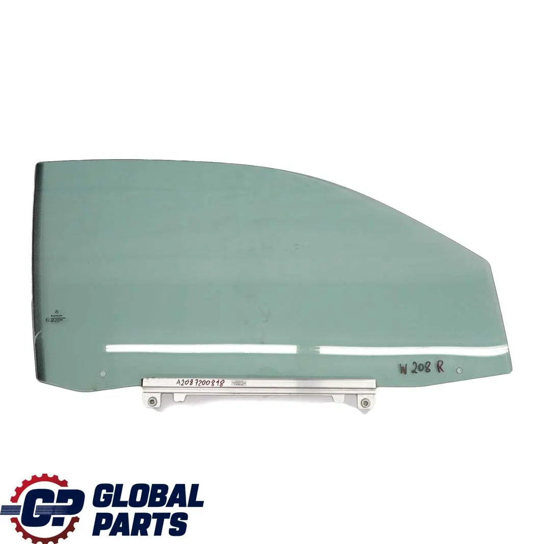 Mercedes-Benz CLK W208 Front Right O/S Window Glass Green AS2 to with Part number A2087200818 Mercedes-Benz CLK W208 Front Right O/S Window Glass Green AS2 - SKU A2087200818 - Part number A2087200818