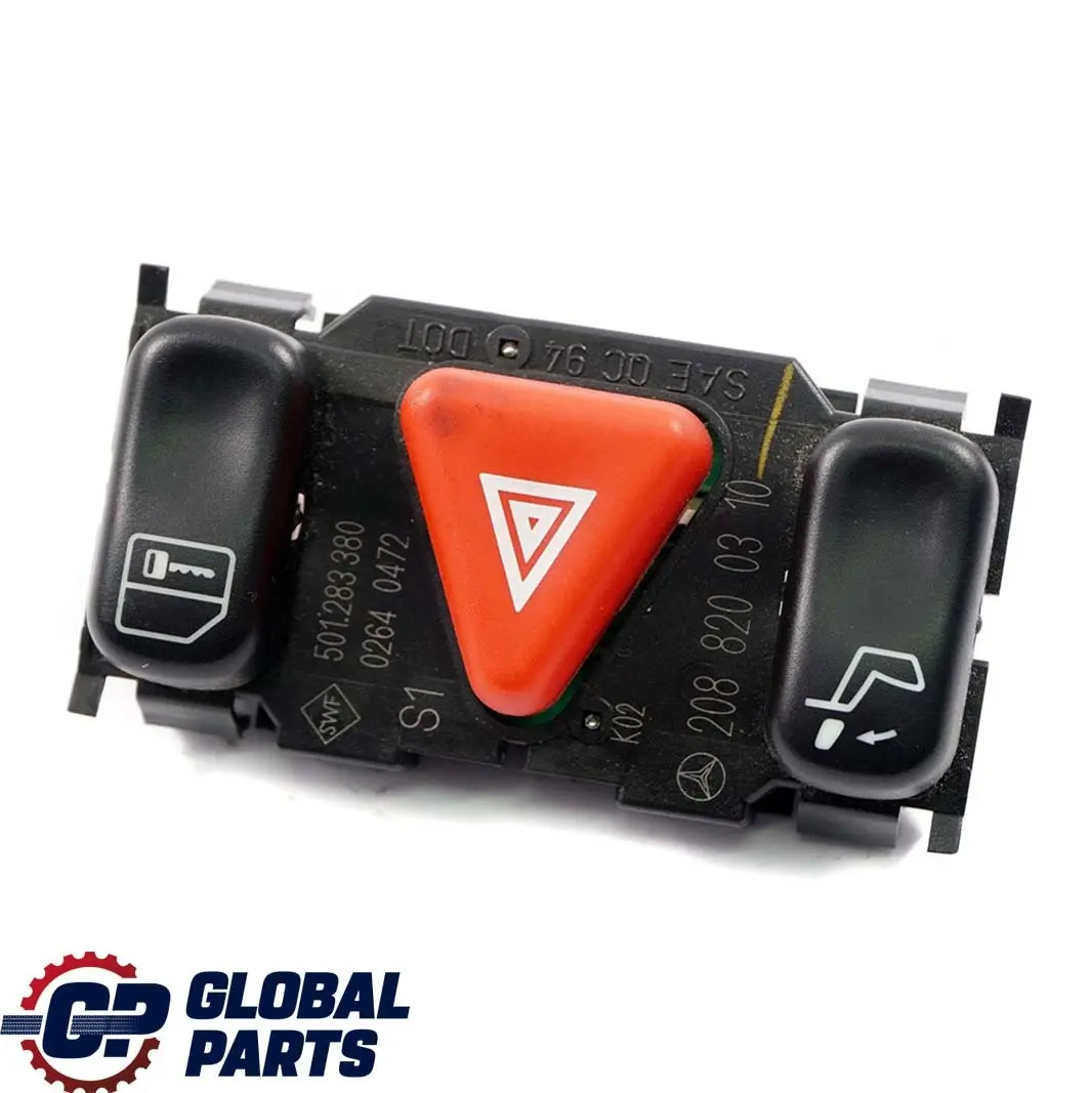 Centre Hazard Light Door Locking Switch to Mercedes W202 W210 with Part number A2088200310 Mercedes W202 W210 Centre Hazard Light Door Locking Switch - SKU A2088200310 - Part number A2088200310