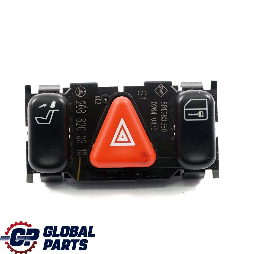 Luz Emergencia Central Interruptor Bloqueo Puertas A208820310 para Mercedes W202 W210 con número de pieza A2088200310 Mercedes W202 W210 Luz Emergencia Central Interruptor Bloqueo Puertas A208820310 - SKU A2088200310 - Número de pieza A2088200310