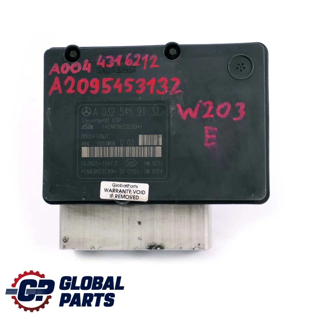 Mercedes-Benz C CLK Class W203 C209 ABS Hydraulic Brake Pump Unit A0325459132 to with Part number A0044316212 Mercedes-Benz C CLK Class W203 C209 ABS Hydraulic Brake Pump Unit A0325459132 - SKU A2095453132 - Part number A0044316212