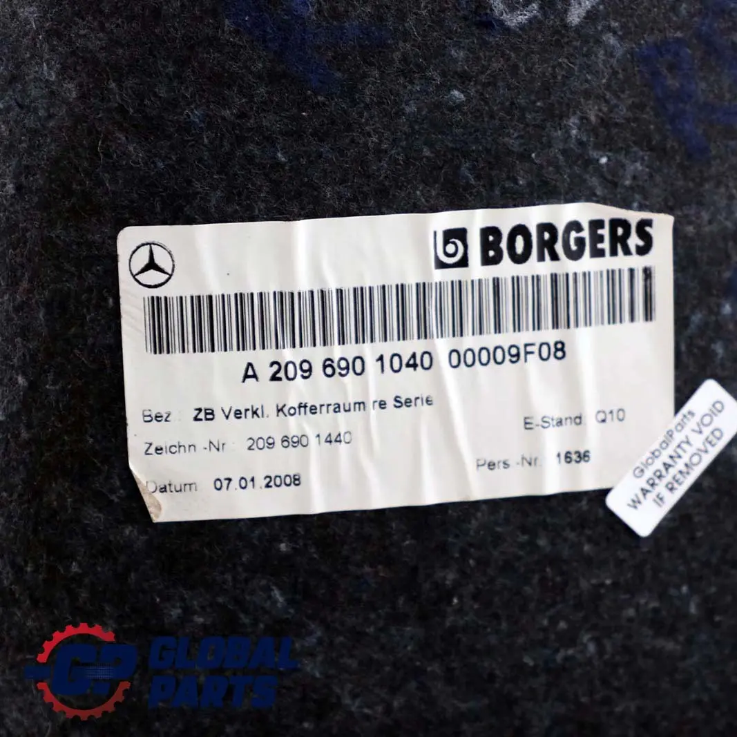 Maletero Alfombra Maletero Lateral Panel de Embellecedor Derecho para Mercedes C209 con número de pieza A2096901040 Mercedes C209 Maletero Alfombra Maletero Lateral Panel de Embellecedor Derecho - SKU A2096901040 - Número de pieza A2096901040