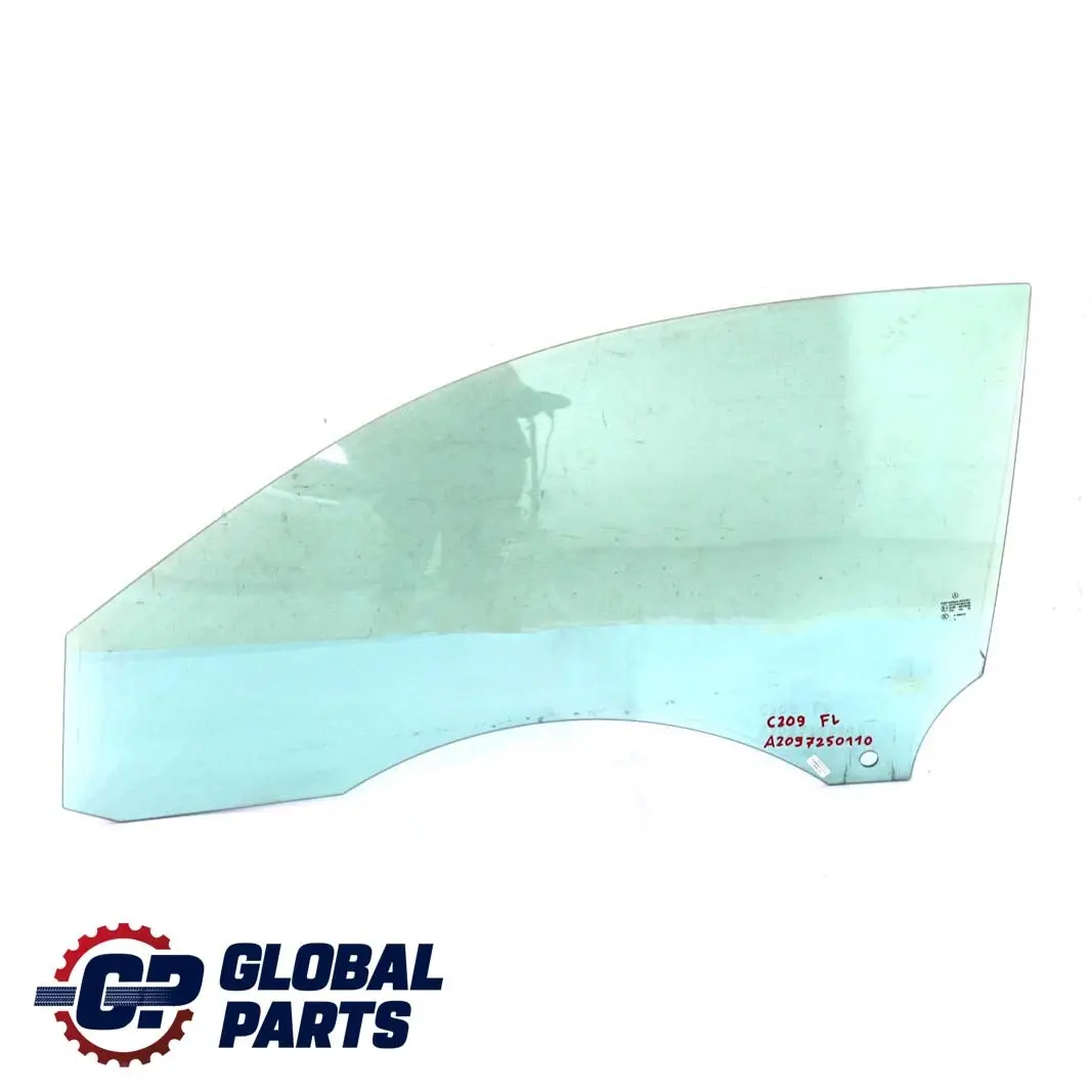 Vitrage avant gauche Vert AS2 pour Mercedes C209 à propos du numéro de pièce A2097250110 Mercedes C209 Vitrage avant gauche Vert AS2 - SKU A2097250110 - Numéro de pièce A2097250110