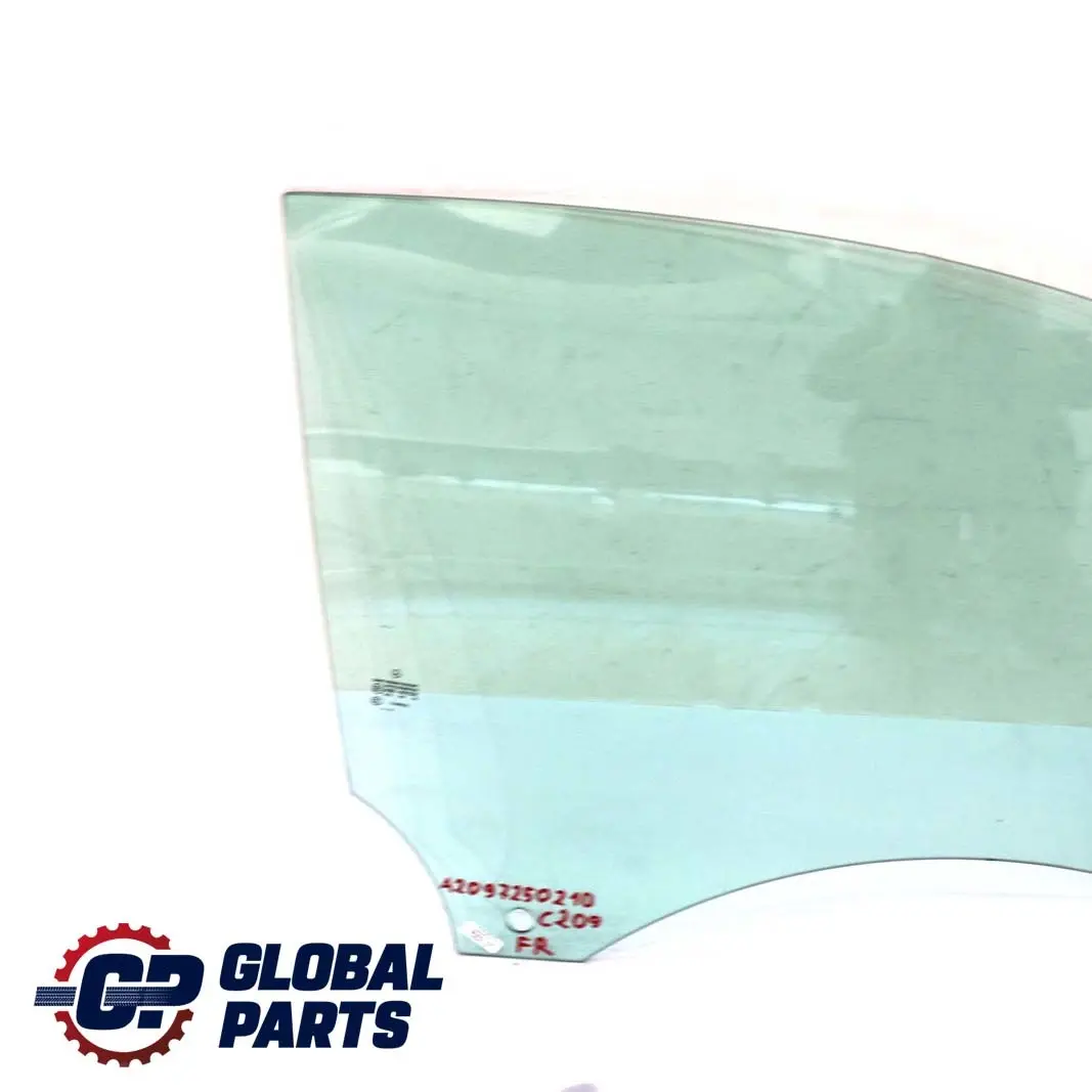 Delantero Derecho Ventana Vidrio Verde AS2 para Mercedes C209 con número de pieza A2097250210 Mercedes C209 Delantero Derecho Ventana Vidrio Verde AS2 - SKU A2097250210 - Número de pieza A2097250210