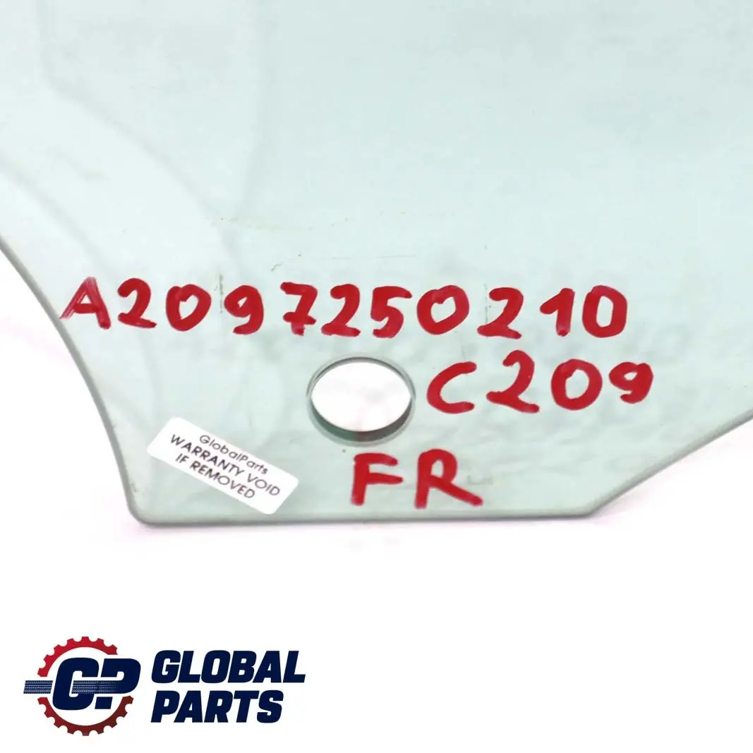 Vorne Rechts Grün Glas Scheibe AS2 für Mercedes C209 mit Teilenummer A2097250210 Mercedes C209 Vorne Rechts Grün Glas Scheibe AS2 - SKU A2097250210 - Teilenummer A2097250210