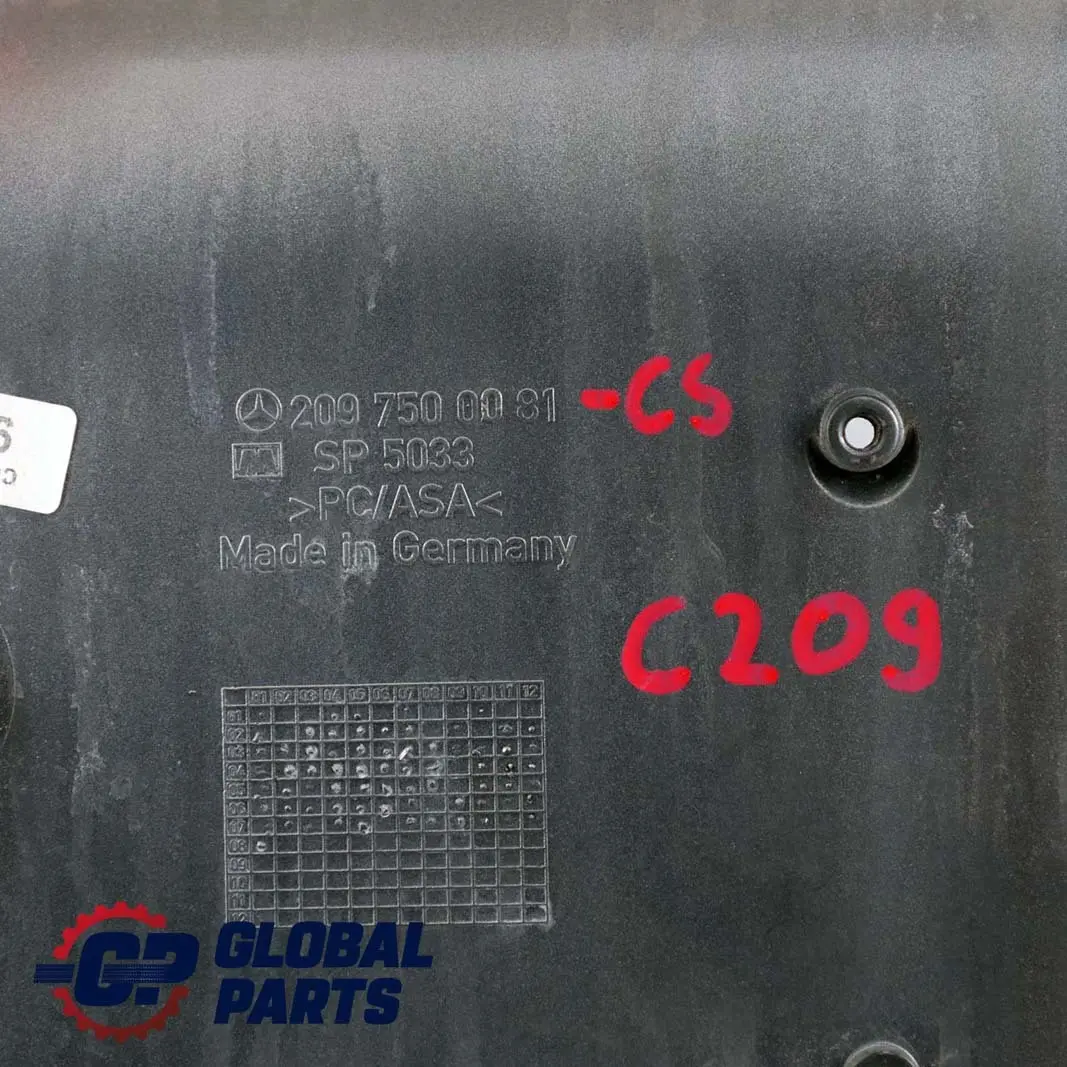 Trim Number Plate Trunk Cubanite Silver - 723 to Mercedes C209 Rear Tailgate with Part number A2097500081 Mercedes C209 Rear Tailgate Trim Number Plate Trunk Cubanite Silver - 723 - SKU A2097500081-CS - Part number A2097500081