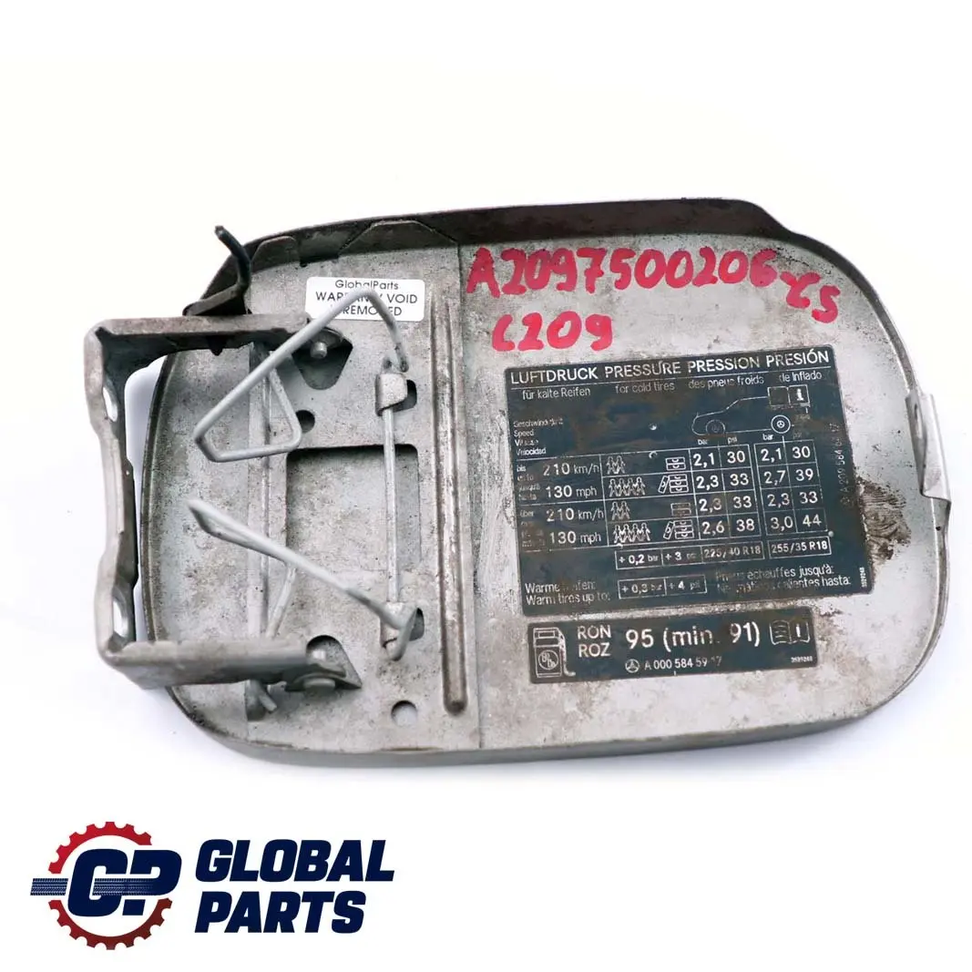 Mercedes CLK-Class C209 Fuel Flap Tank Cap Cover Cubanite Silver Metallic 723 - SKU A2097500206-CS - Part number A2097500206