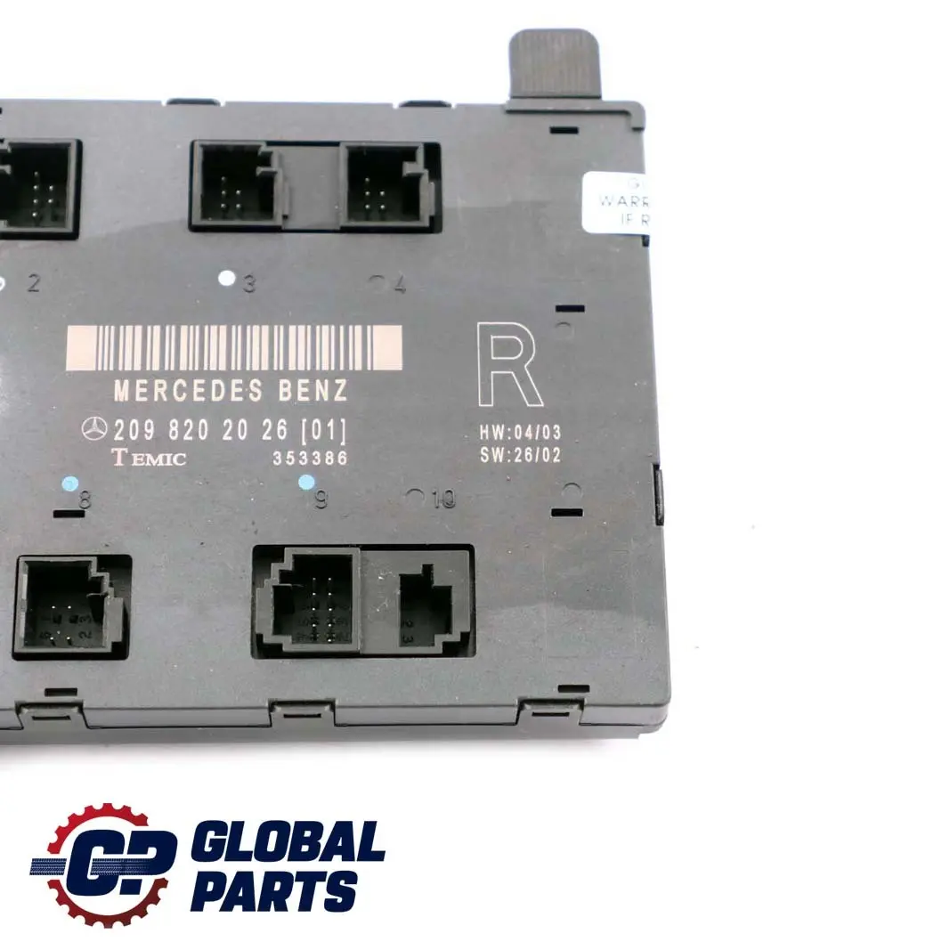 Mercedes-Benz C209 Unità di controllo porta anteriore destra per con numero di parte A2098202026 Mercedes-Benz C209 Unità di controllo porta anteriore destra - SKU A2098202226 - Numero di parte A2098202026