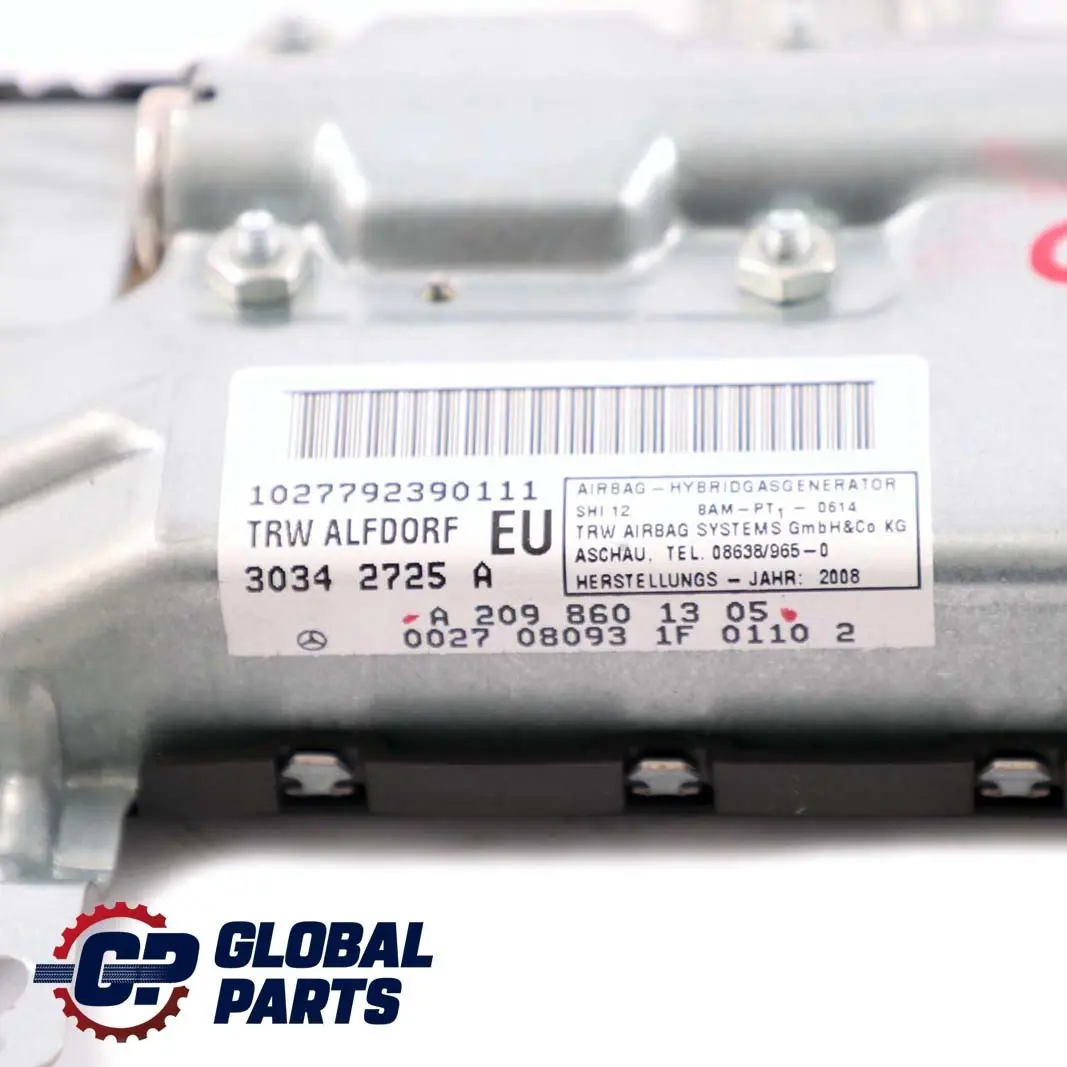 CLK-Class C209 Passenger Side Front Left Door Card Airbag to Mercedes with Part number A2098601305 Mercedes CLK-Class C209 Passenger Side Front Left Door Card Airbag - SKU A2098601305 - Part number A2098601305