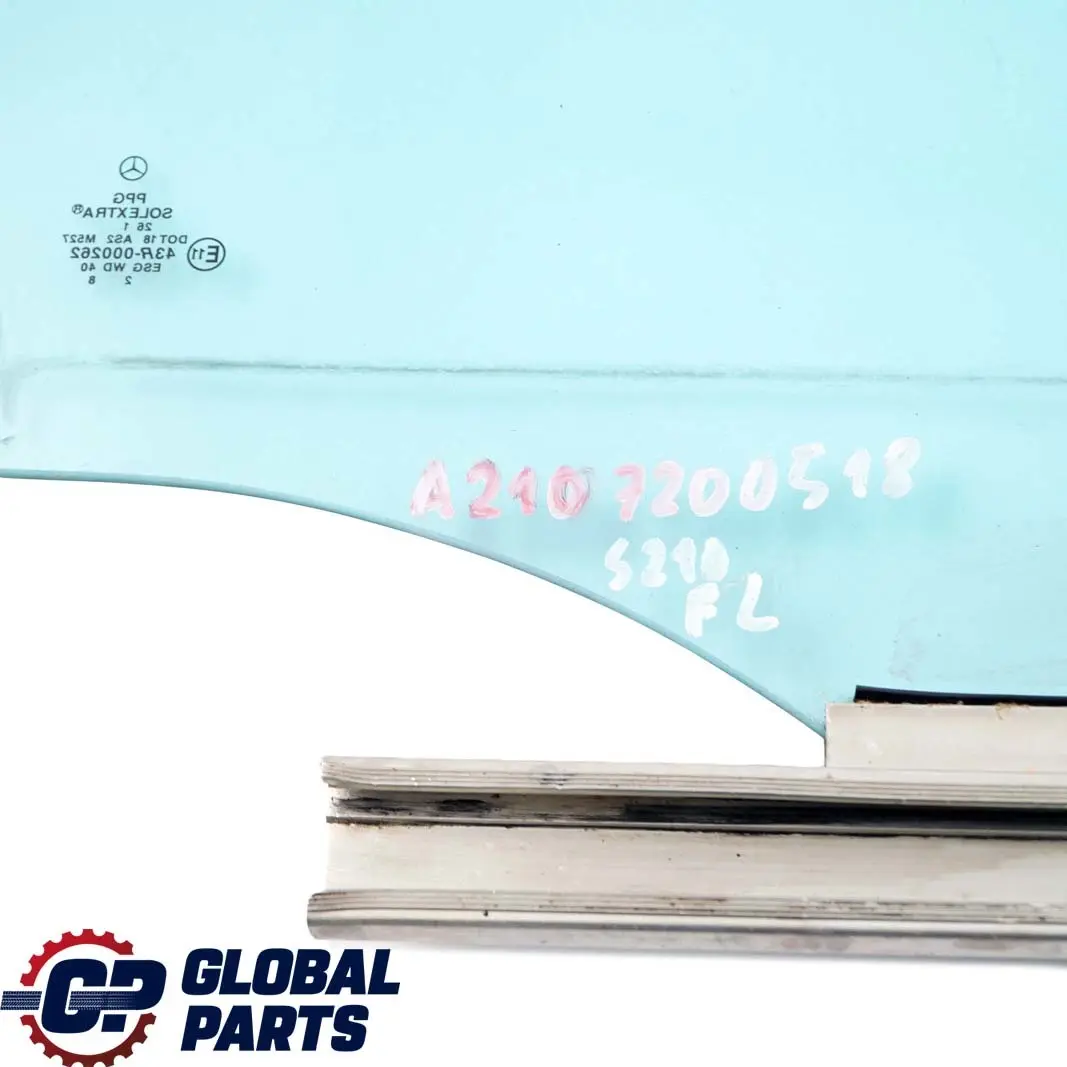 Glace de porte avant gauche Bleu AS2 pour Mercedes W210 à propos du numéro de pièce A2107200518 Mercedes W210 Glace de porte avant gauche Bleu AS2 - SKU A2107200518 - Numéro de pièce A2107200518