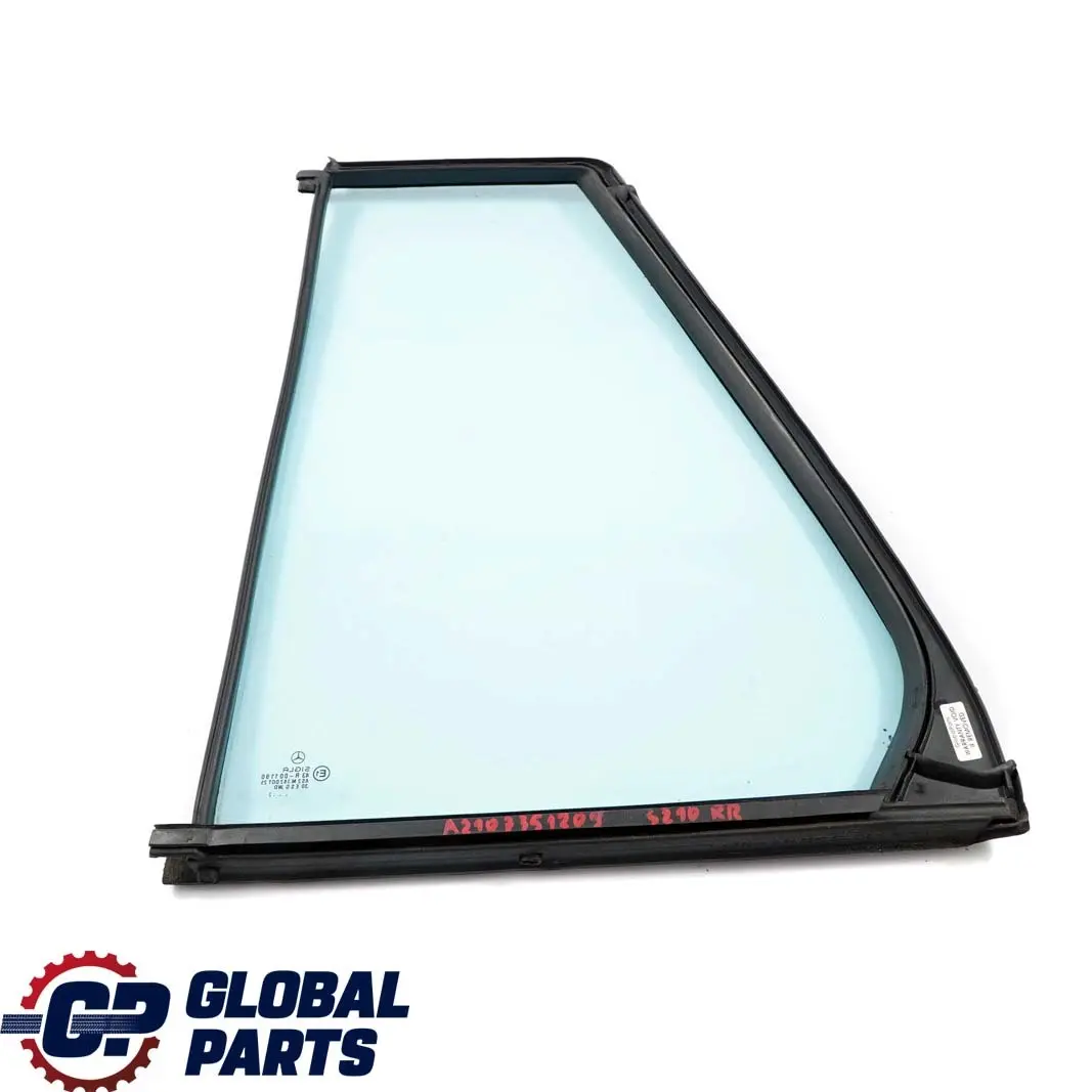 Trasero Derecho O / Ventana Triangular Vidrio Azul AS2 para Mercedes E W210 Estate con número de pieza A2107351209 Mercedes E W210 Estate Trasero Derecho O / Ventana Triangular Vidrio Azul AS2 - SKU A2107351209 - Número de pieza A2107351209