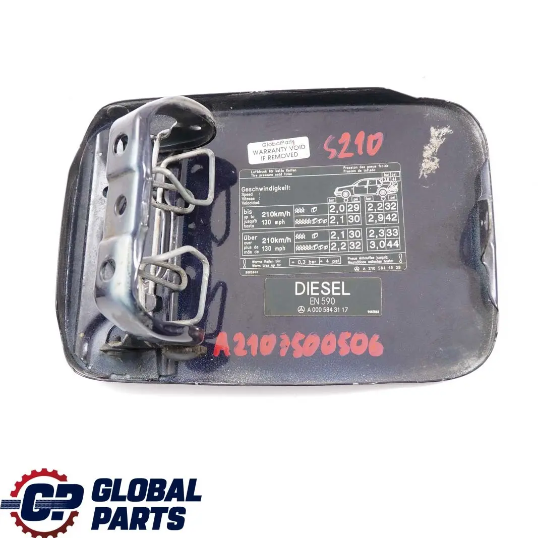 Mercedes-Benz E-Class S210 Fuel Filler Flap Cover Tanzanite Blue Metallic 359 to  with Part number A2107500506  Mercedes-Benz E-Class S210 Fuel Filler Flap Cover Tanzanite Blue Metallic 359 - SKU A2107500506 - Part number A2107500506