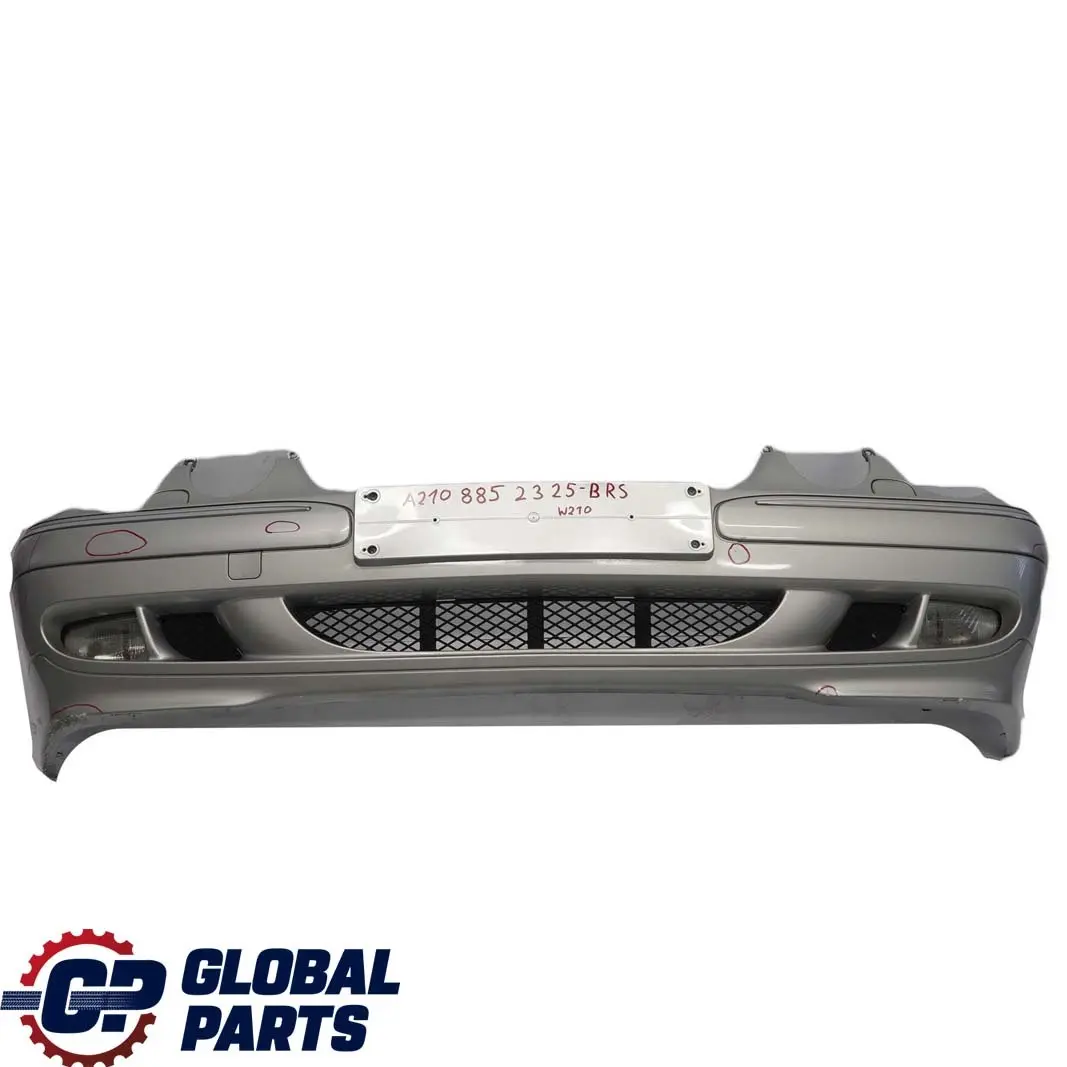 Mercedes-Benz E-Class W210 Front Bumper Trim Panel Brilliant Silver - 744 to with Part number A2108852325 Mercedes-Benz E-Class W210 Front Bumper Trim Panel Brilliant Silver - 744 - SKU A2108852325-BRS - Part number A2108852325
