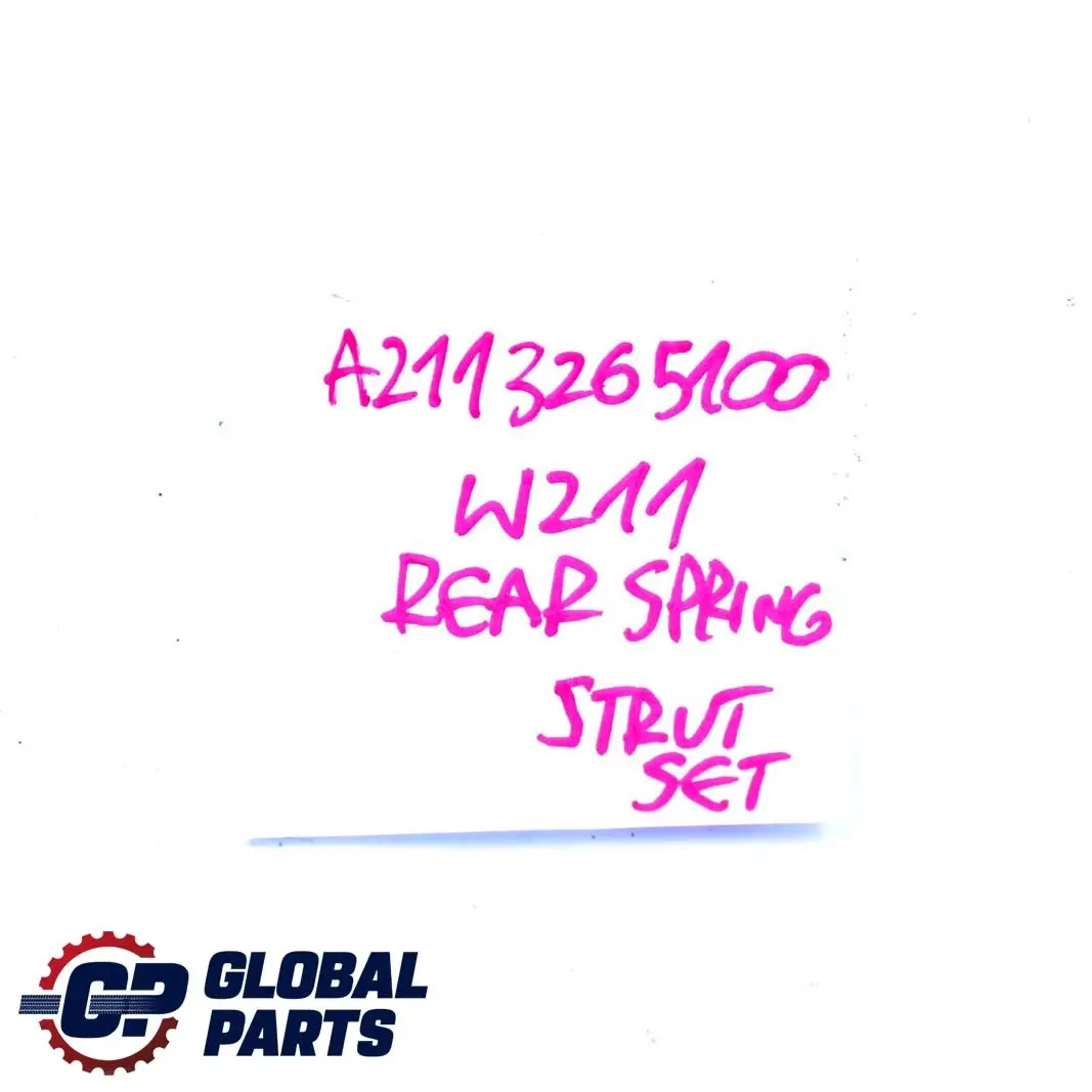 Mercedes-Benz E-Class W211 Saloon Rear Shock Absorber Spring Strut Set to with Part number A2113265100 Mercedes-Benz E-Class W211 Saloon Rear Shock Absorber Spring Strut Set - SKU A2113265100 - Part number A2113265100