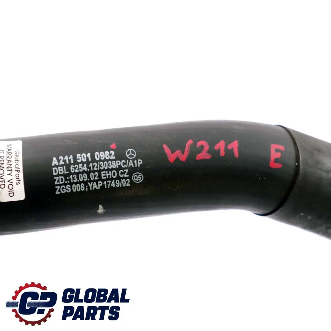 Mercedes-Benz W211 E 270 CDI Diesel Engine Cooling Radiator Hose to with Part number A2115010982 Mercedes-Benz W211 E 270 CDI Diesel Engine Cooling Radiator Hose - SKU A2115010982 - Part number A2115010982