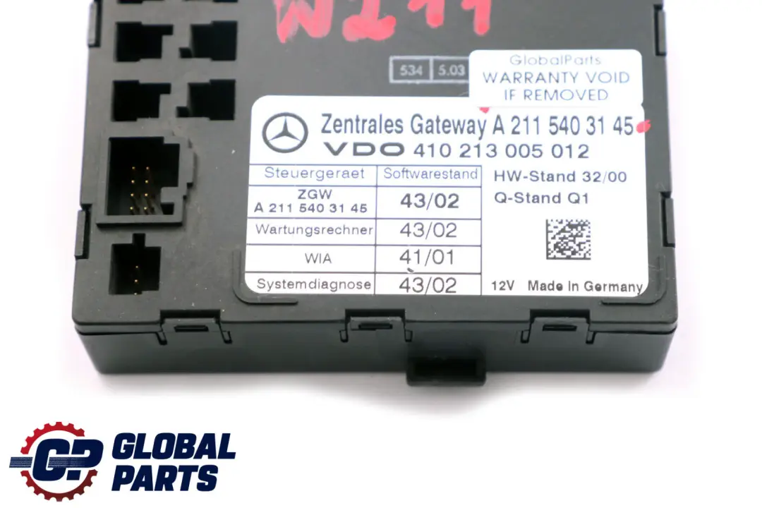 Mercedes-Benz E-Class W211 Central Gateway Control Unit Module ECU to with Part number A2115403145 Mercedes-Benz E-Class W211 Central Gateway Control Unit Module ECU - SKU A2115403145 - Part number A2115403145