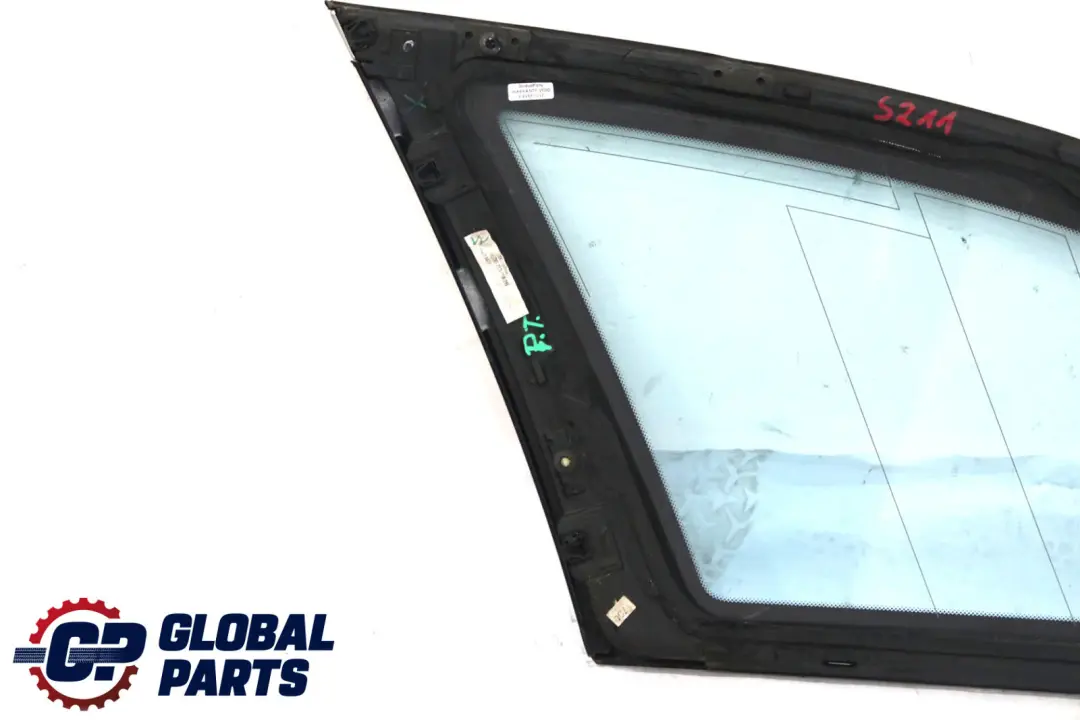 Right O/S Side Window Green Glass AS2 to Mercedes E-Class S211 Rear with Part number A2116702412 Mercedes E-Class S211 Rear Right O/S Side Window Green Glass AS2 - SKU A2116702412 - Part number A2116702412
