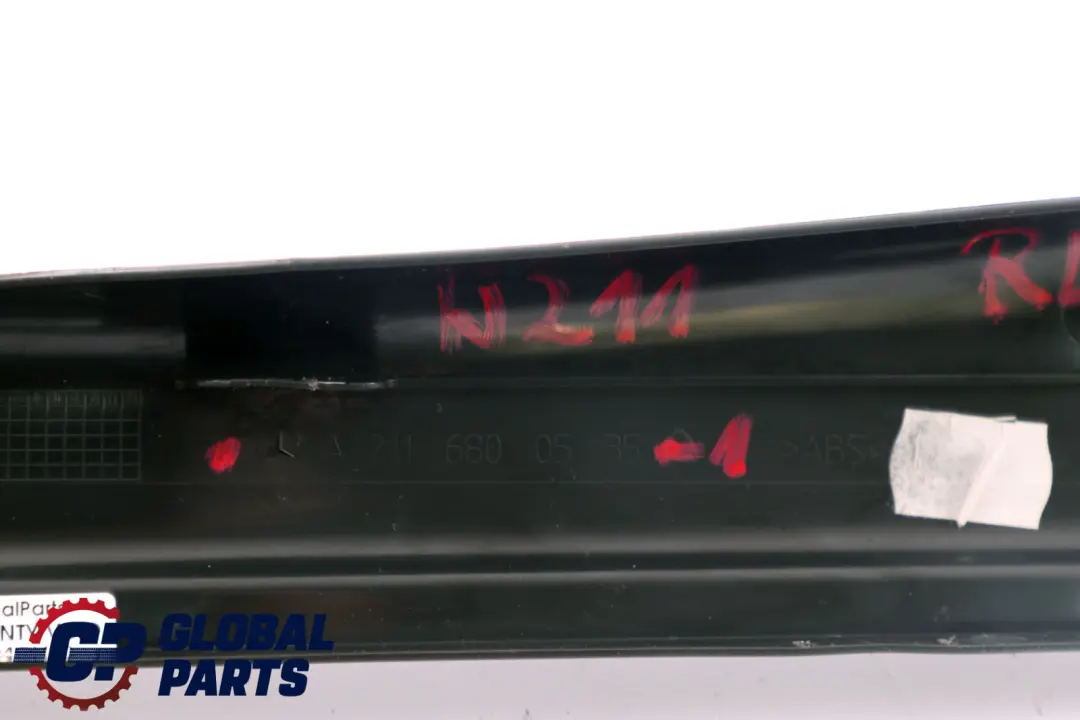 Inside Left N/S Sill Step Plate Black to Mercedes E-Class W211 Rear with Part number A2116800535 Mercedes E-Class W211 Rear Inside Left N/S Sill Step Plate Black - SKU A2116800535-1 - Part number A2116800535