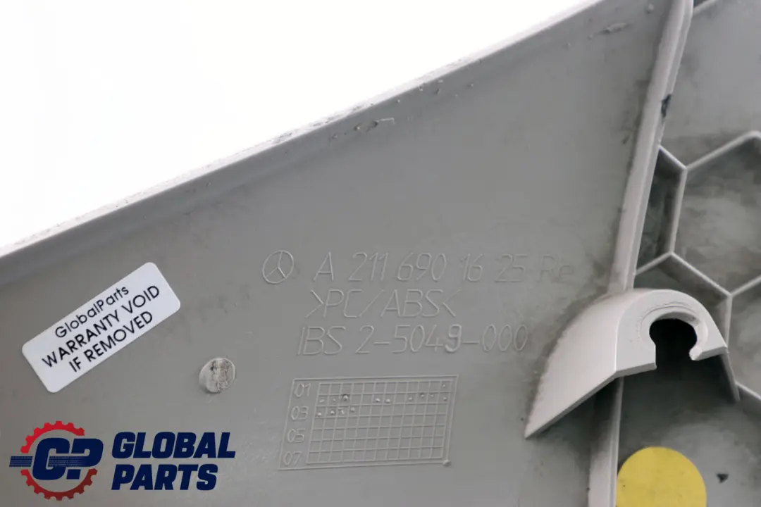 Column D-Pillar Trim Panel Right Grey to Mercedes E-Class S211 Touring with Part number A2116901625 Mercedes E-Class S211 Touring Column D-Pillar Trim Panel Right Grey - SKU A2116901625 - Part number A2116901625