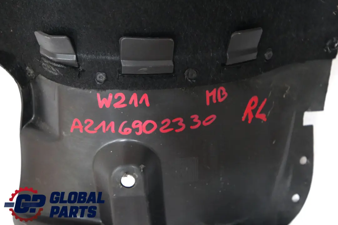 Left N/S Wheel Arch Trim Cover Panel to Mercedes E-Class W211 S211 Estate Rear with Part number A2116902330 Mercedes E-Class W211 S211 Estate Rear Left N/S Wheel Arch Trim Cover Panel - SKU A2116902330 - Part number A2116902330