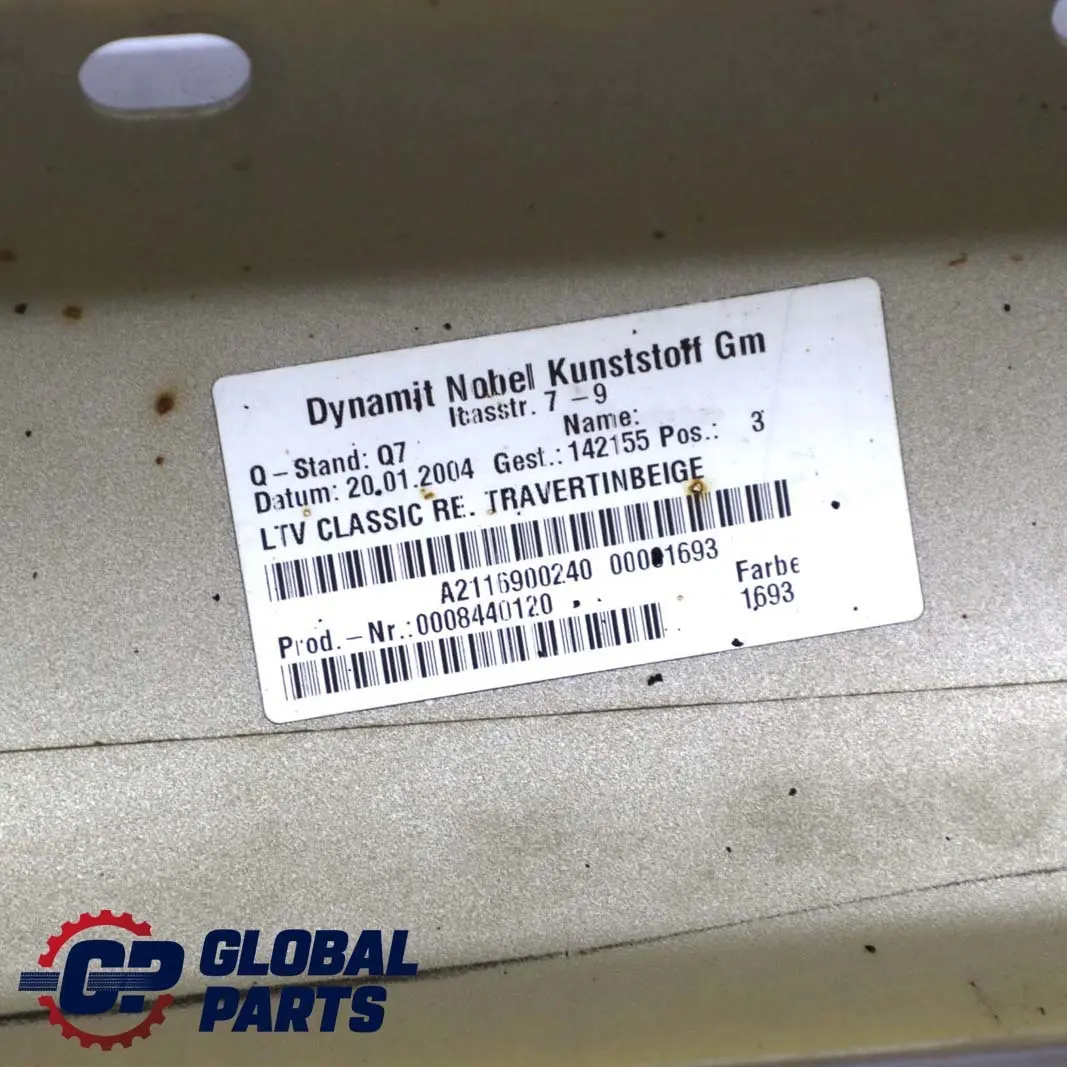 Mercedes-Benz E W211 Door Sill Side Cover Skirt Right O/S Travertine Beige 693 to with Part number A2116980254 Mercedes-Benz E W211 Door Sill Side Cover Skirt Right O/S Travertine Beige 693 - SKU A2116980254-TRB - Part number A2116980254