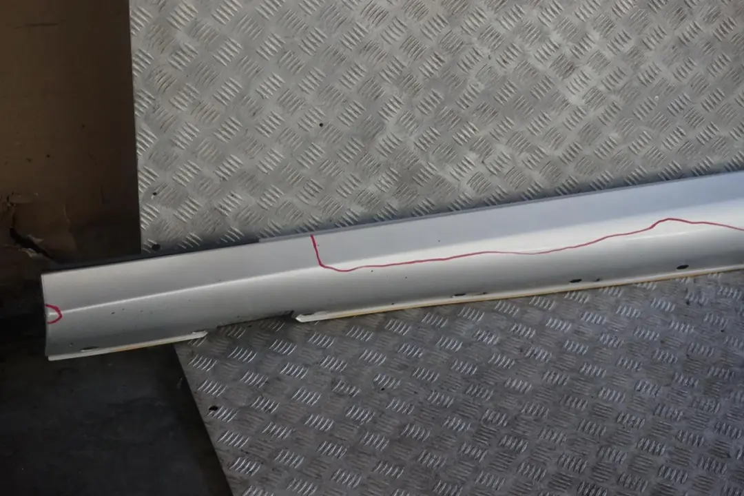 Class W211 Door Sill Side Cover Skirt Left N/S Brilliant Silver 744U to Mercedes E with Part number A2116980354 Mercedes E Class W211 Door Sill Side Cover Skirt Left N/S Brilliant Silver 744U - SKU A2116980354-BS - Part number A2116980354