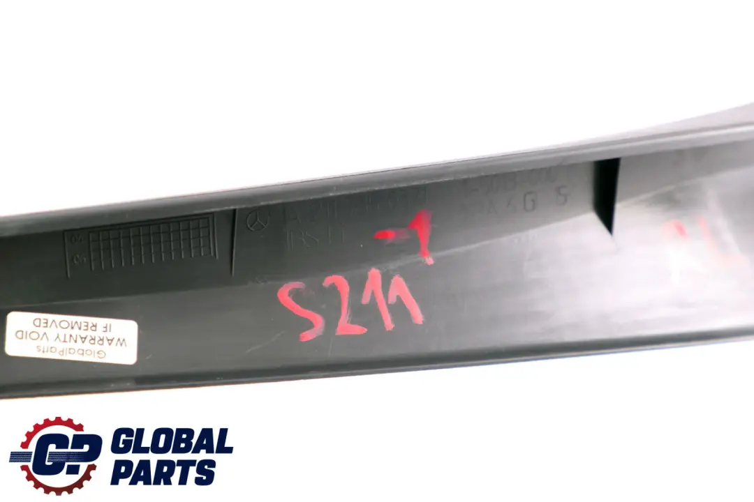 Left N/S Window Door Frame Trim Black to Mercedes E-Class S211 Rear with Part number A2117350371 Mercedes E-Class S211 Rear Left N/S Window Door Frame Trim Black - SKU A2117350371-1 - Part number A2117350371