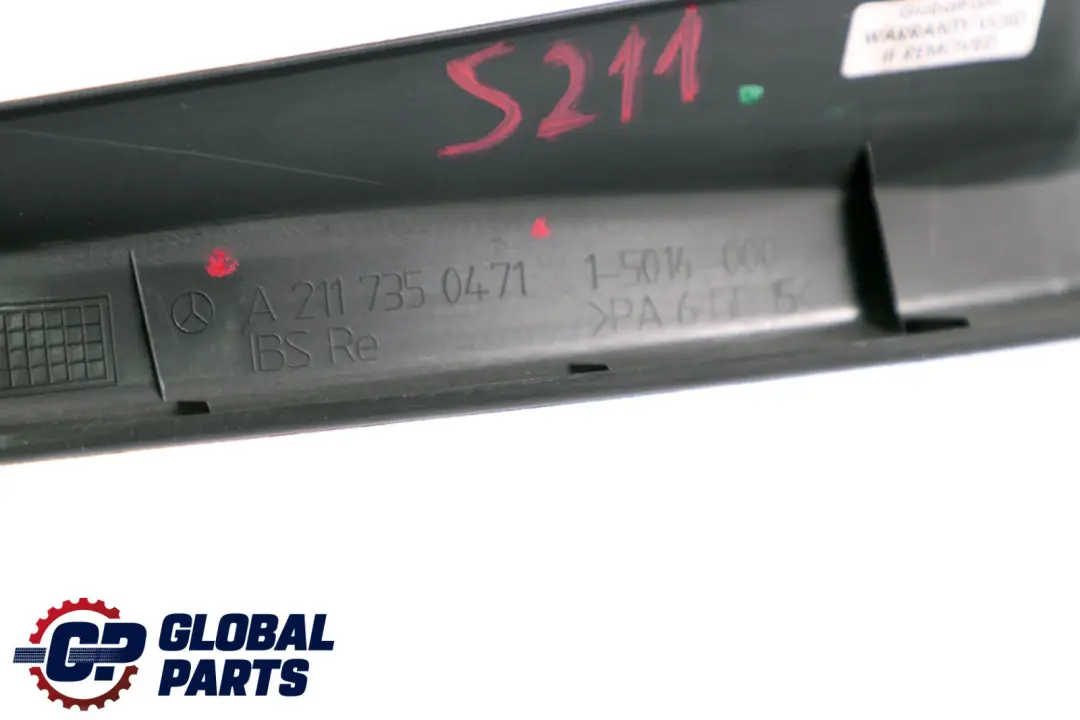 Cadre de porte de fenêtre arrière droite noir pour Mercedes S211 à propos du numéro de pièce A2117350471 Mercedes S211 Cadre de porte de fenêtre arrière droite noir - SKU A2117350471-1 - Numéro de pièce A2117350471