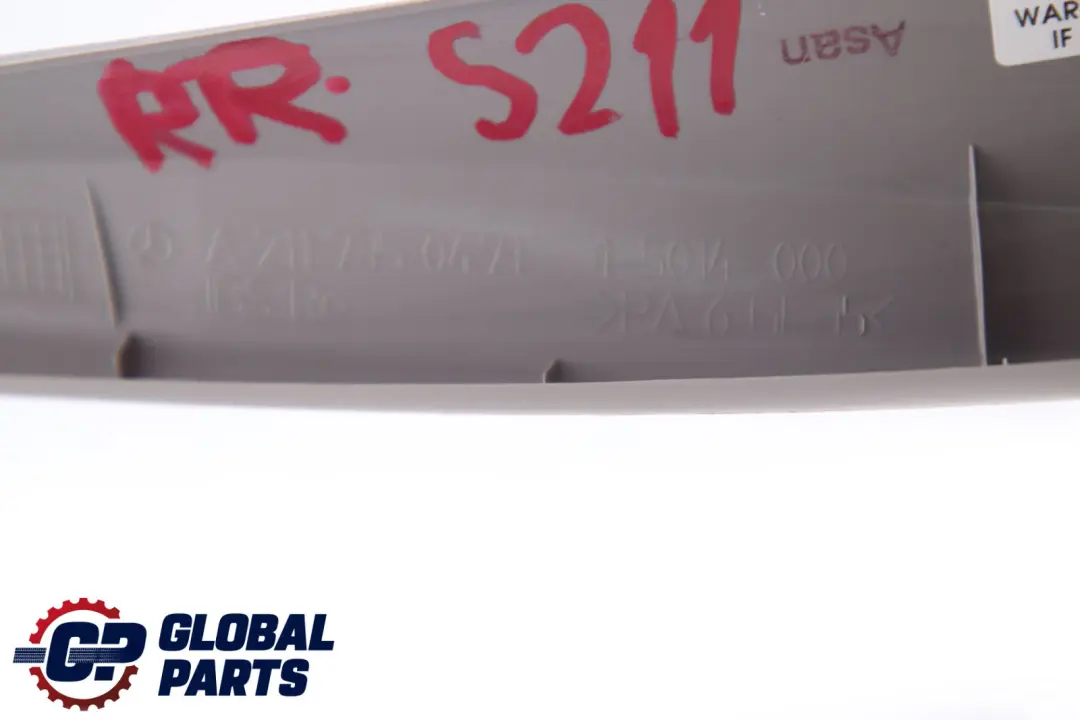 Right O/S Window Door Frame Trim Grey to Mercedes E-Class S211 Rear with Part number A2117350471 Mercedes E-Class S211 Rear Right O/S Window Door Frame Trim Grey - SKU A2117350471 - Part number A2117350471