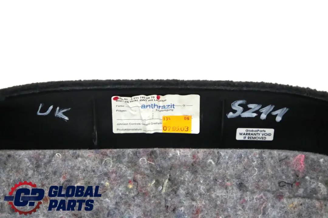 Mercedes E Class W211 S211 Estate Rear Trunk Lid Tailgate Interior Panel Black - SKU A2117400770-1 - Part number A2117400770