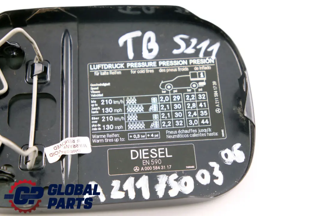 Flap Tank Cap Cover Tanzanite Blue Metallic to Mercedes E-Class S211 Touring Fuel with Part number A2117500306 Mercedes E-Class S211 Touring Fuel Flap Tank Cap Cover Tanzanite Blue Metallic - SKU A2117500306-TB - Part number A2117500306