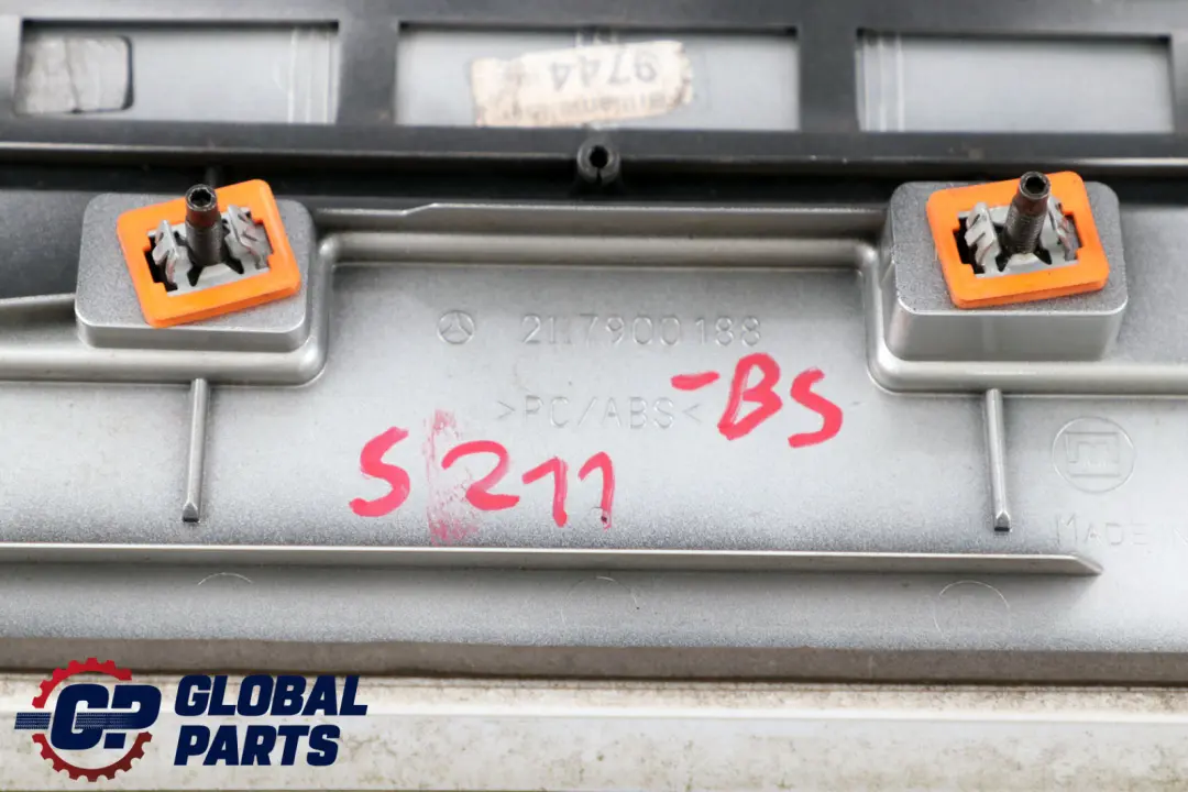 Spoiler Brilliant Silver to Mercedes S211 Estate Tailgate Rear with Part number A2117900188 Mercedes S211 Estate Tailgate Rear Spoiler Brilliant Silver - SKU A2117900188-BS - Part number A2117900188