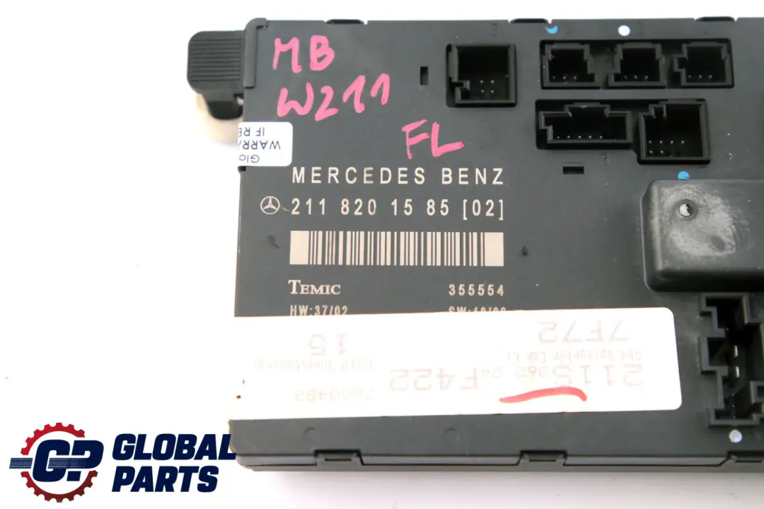 Mercedes W211 S211 Moduł Przednich Lewych Drzwi - SKU A2118201585 - Numer Części A2118201585