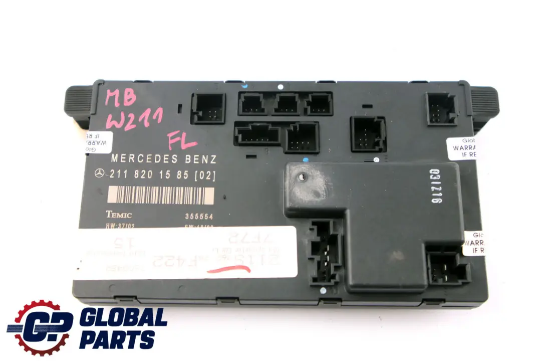 MóduloControl de la Puerta Delantera Izquierda para Mercedes W211 S211 con número de pieza A2118201585 Mercedes W211 S211 MóduloControl de la Puerta Delantera Izquierda - SKU A2118201585 - Número de pieza A2118201585