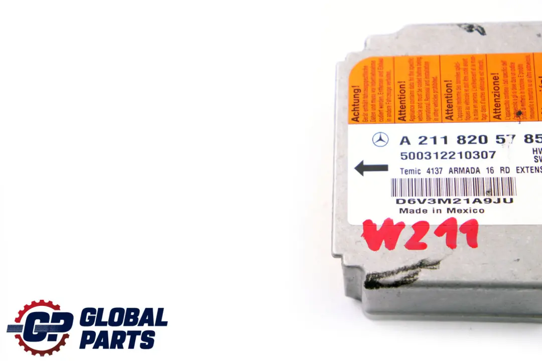 Sistema de Airbag Unidad de Control Módulo ECU para Mercedes W211 S211 con número de pieza A2118205785 Mercedes W211 S211 Sistema de Airbag Unidad de Control Módulo ECU - SKU A2118205785 - Número de pieza A2118205785