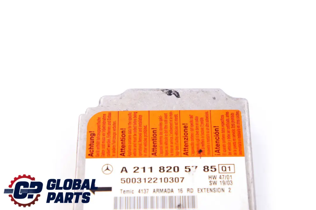 Sistema de Airbag Unidad de Control Módulo ECU para Mercedes W211 S211 con número de pieza A2118205785 Mercedes W211 S211 Sistema de Airbag Unidad de Control Módulo ECU - SKU A2118205785 - Número de pieza A2118205785