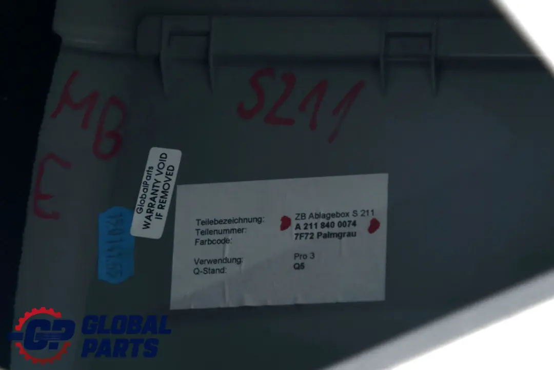 Mercedes E-Class W211 S211 Estate Rear Storage Compartment Box Tidy Cubby Grey - SKU A2118400074 - Part number A2118400074