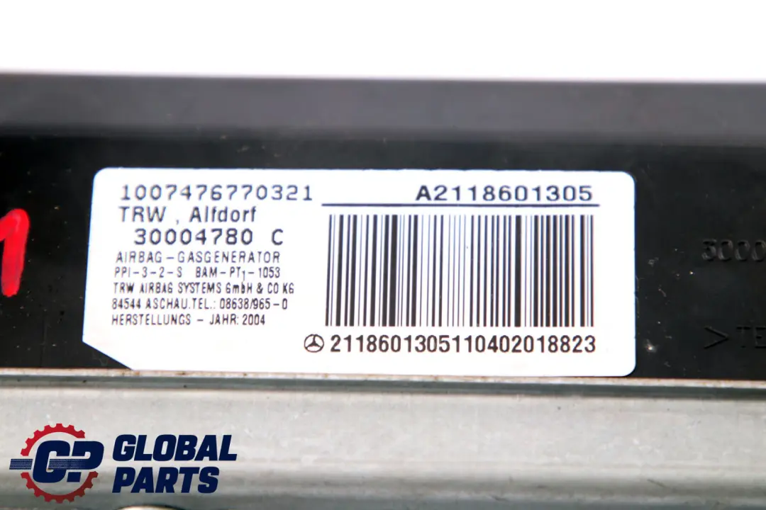 Airbag Lado Delantero Pasajero Salpicadero para Mercedes W211 S211 con número de pieza A2118601305 Mercedes W211 S211 Airbag Lado Delantero Pasajero Salpicadero - SKU A2118601305 - Número de pieza A2118601305