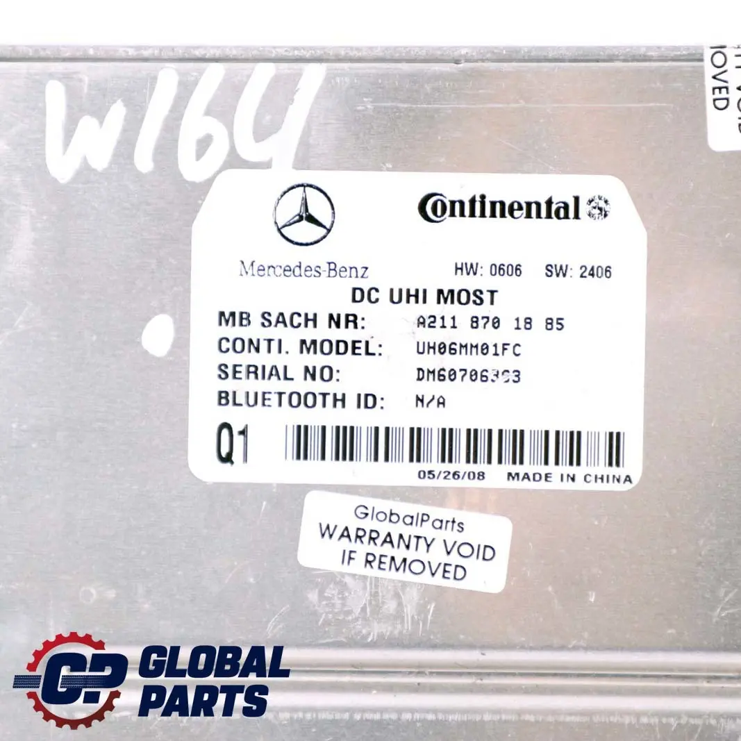 Module De Commande DC UHI MOST pour Mercedes ML W164 à propos du numéro de pièce A2118701885 Mercedes ML W164 Module De Commande DC UHI MOST - SKU A2118701885 - Numéro de pièce A2118701885