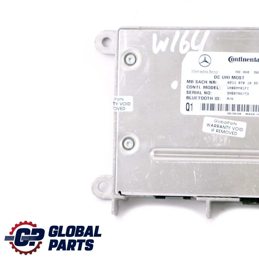 Modulo Centralina DC UHI MOST per Mercedes ML W164 con numero di parte A2118701885 Mercedes ML W164 Modulo Centralina DC UHI MOST - SKU A2118701885 - Numero di parte A2118701885