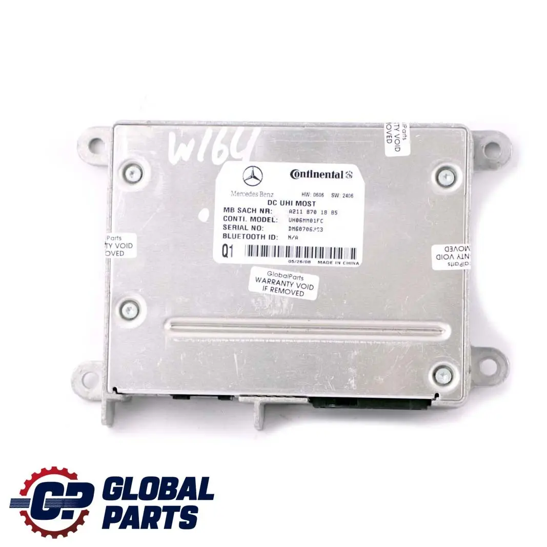 Control Unit Module DC UHI MOST to Mercedes ML W164 with Part number A2118701885 Mercedes ML W164 Control Unit Module DC UHI MOST - SKU A2118701885 - Part number A2118701885