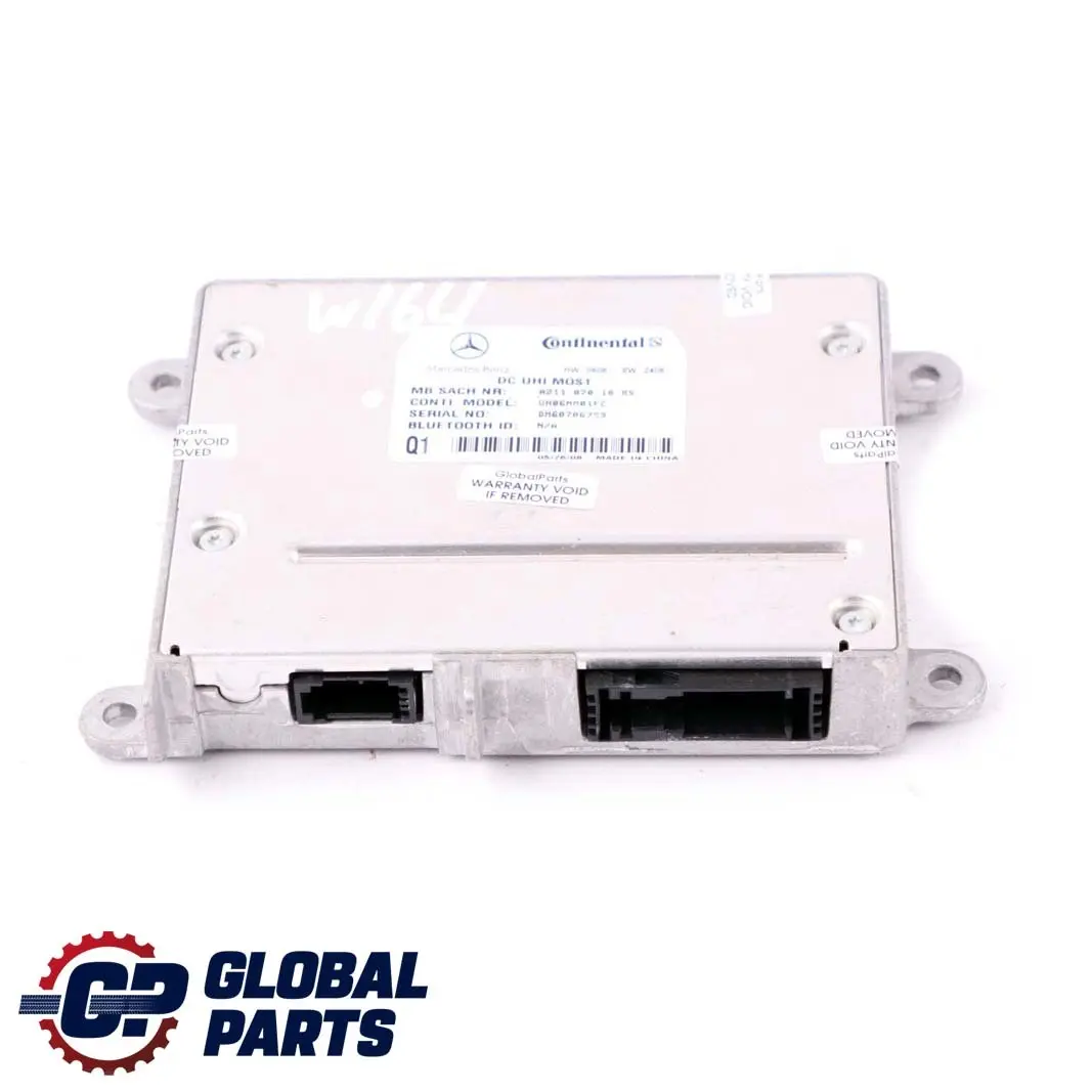 Steuer Gerät Modul DC UHI MOST für Mercedes ML W164 mit Teilenummer A2118701885 Mercedes ML W164 Steuer Gerät Modul DC UHI MOST - SKU A2118701885 - Teilenummer A2118701885