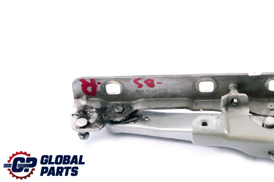 Hinge Right O/S Bonnet Front Brilliant Silver to Mercedes E S211 W211 with Part number A2118800228 Mercedes E S211 W211 Hinge Right O/S Bonnet Front Brilliant Silver - SKU A2118800228-BS - Part number A2118800228